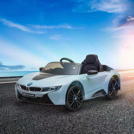 Powered Electric Car, BMW I8 Coupe Licensed 6V Ride On Car Toy with Remote Control, Music, Horn, for 3-8 Years, Blue | HOMCOM-0